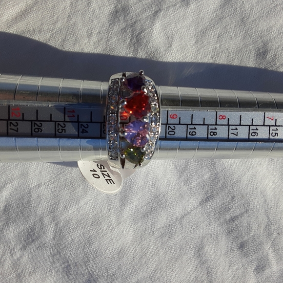 Multi-Colored sterling silver ring size 10 - Picture 6 of 6